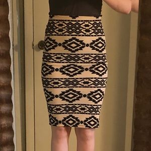 High Waisted Bodycon Skirt - Aztec/Stretch
